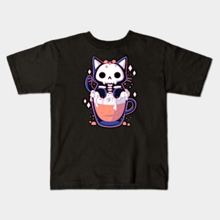 Cute Cat Drink Kids T-Shirt